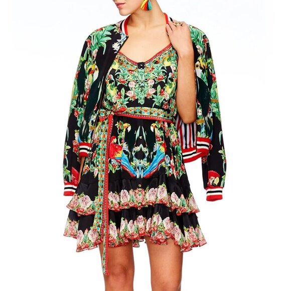 Camilla Dress Toucan Mini Button Down Frill Play Medium b96 - Picture 8 of 16